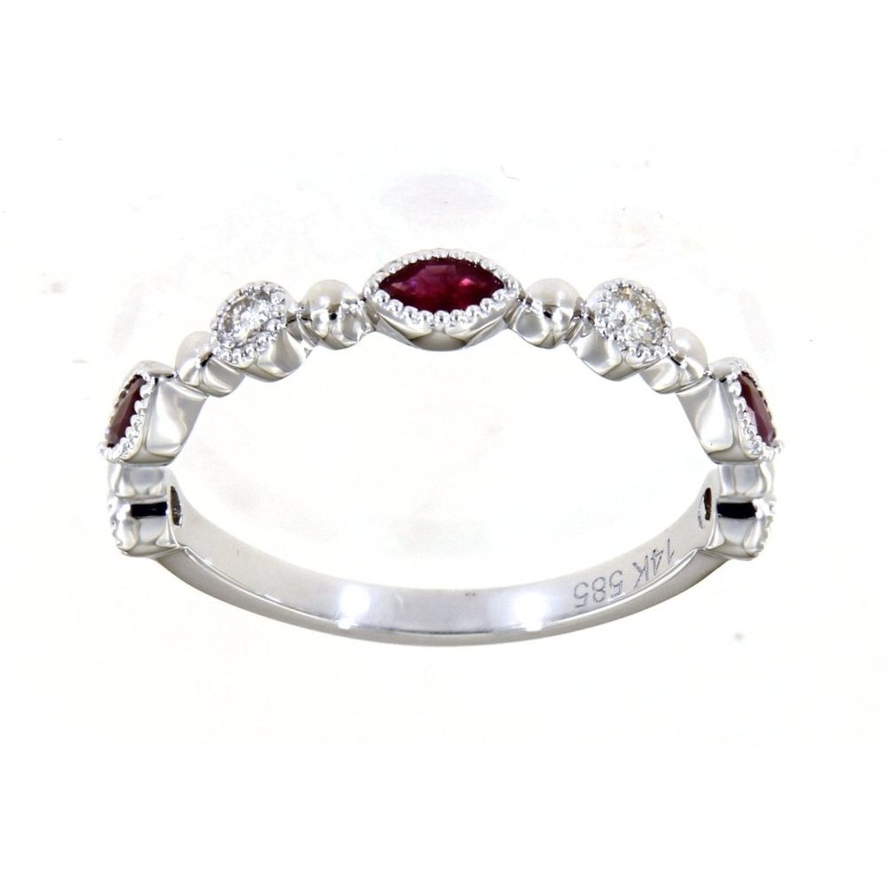 Marquise Diamond Daily Wear Ruby Wedding Band Gemstone Jewelry
